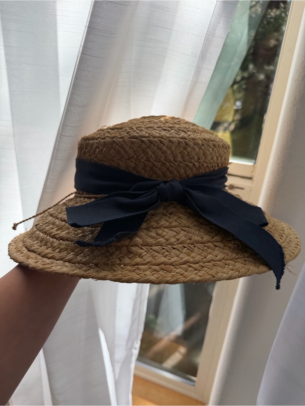 Helen Kaminski Classic 5 Raffia Straw Hat Blue Ribbon Bow Sun Hat Australia